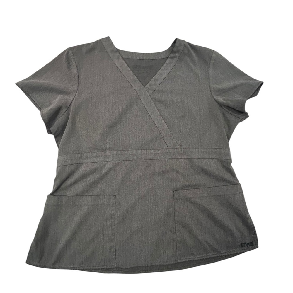 Grey’s Anatomy Pocketed Gray Scrub Top by Barco XL